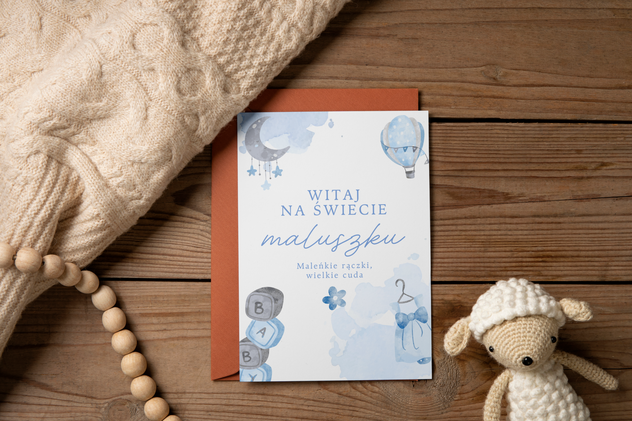 Kartka Maleńkie rączki, wielkie cuda - chłopięca