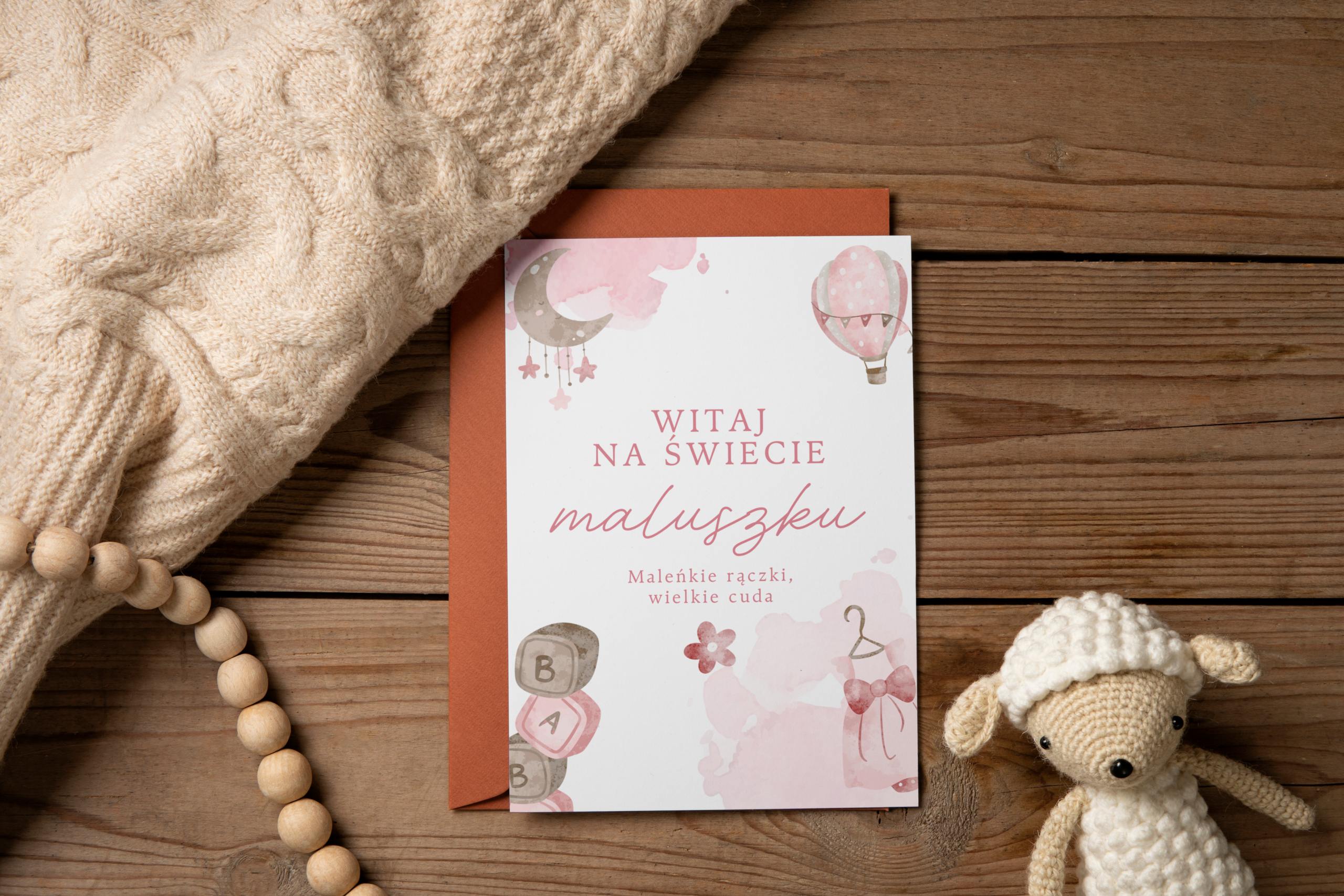 Kartka Maleńkie rączki, wielkie cuda - dziewczęca